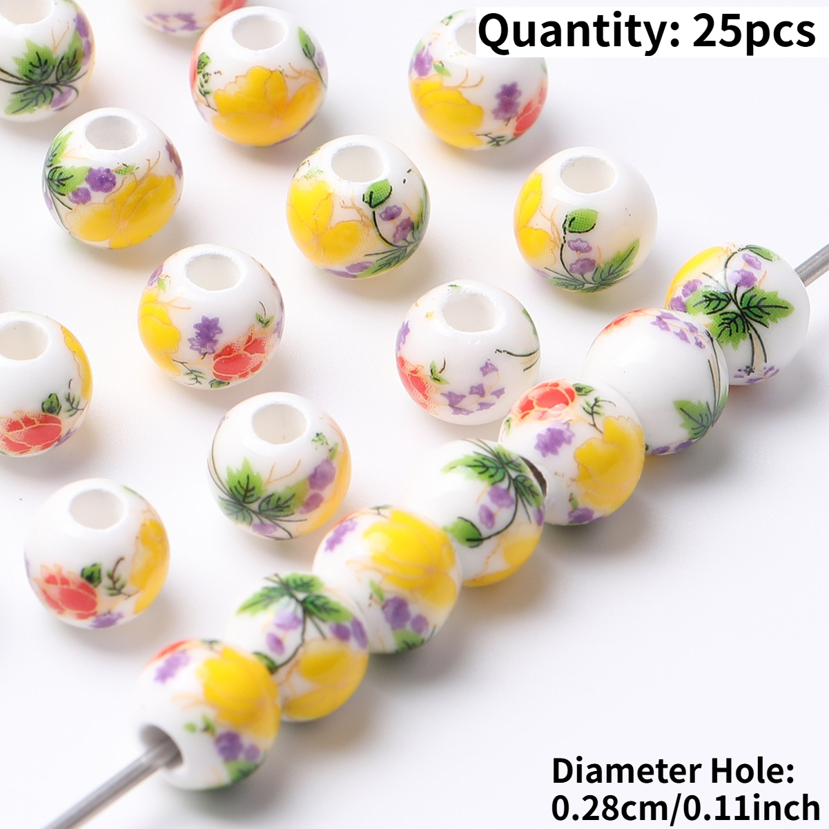 25pcs Vintage Ceramic Beads for DIY Jewelry Making